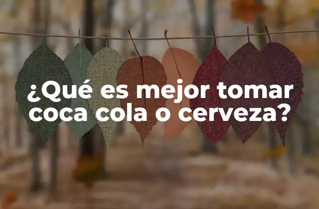 ¿qué es Mejor Tomar Coca Cola o Cerveza?