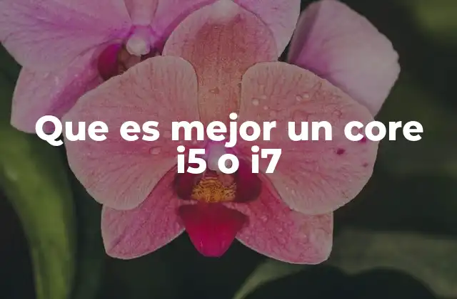 Que es Mejor un Core I5 o I7