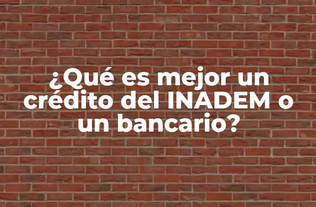¿qué es Mejor un Crédito Del Inadem o un Bancario?