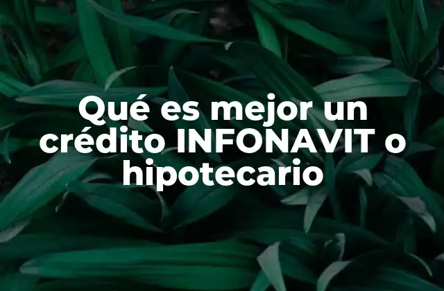 Qué es Mejor un Crédito Infonavit o Hipotecario