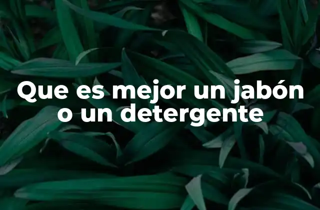 Que es Mejor un Jabón o un Detergente