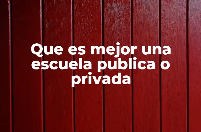 Que es Mejor una Escuela Publica o Privada