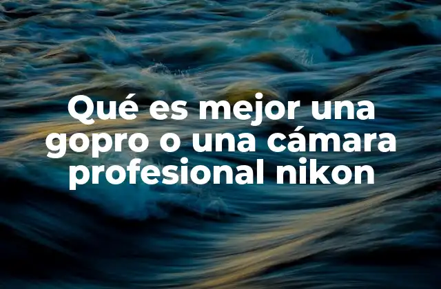 Qué es Mejor una Gopro o una Cámara Profesional Nikon