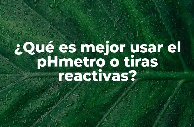 ¿qué es Mejor Usar el Phmetro o Tiras Reactivas?