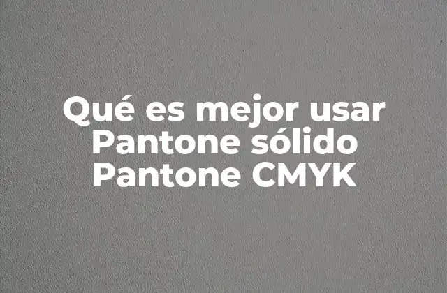 Qué es Mejor Usar Pantone Sólido Pantone Cmyk