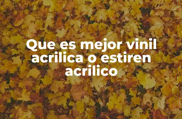 Que es Mejor Vinil Acrilica o Estiren Acrilico