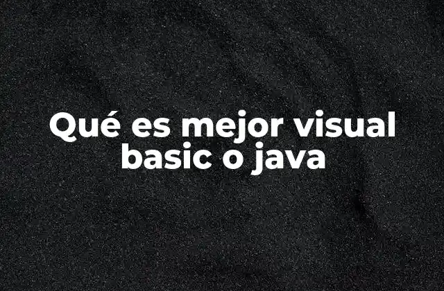Qué es Mejor Visual Basic o Java 2 Comparando lenguajes de desarrollo para aplicaciones empresariales