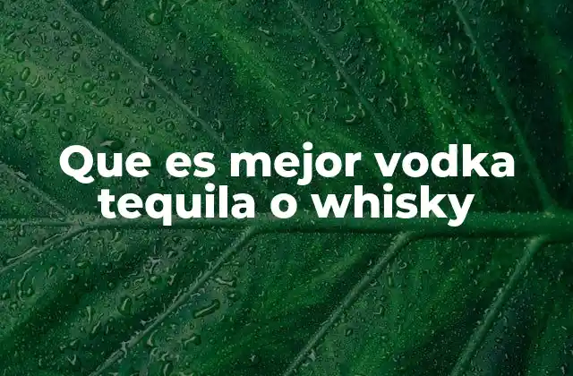 Que es Mejor Vodka Tequila o Whisky