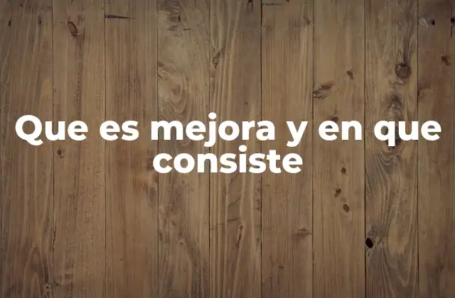 Que es Mejora y en que Consiste