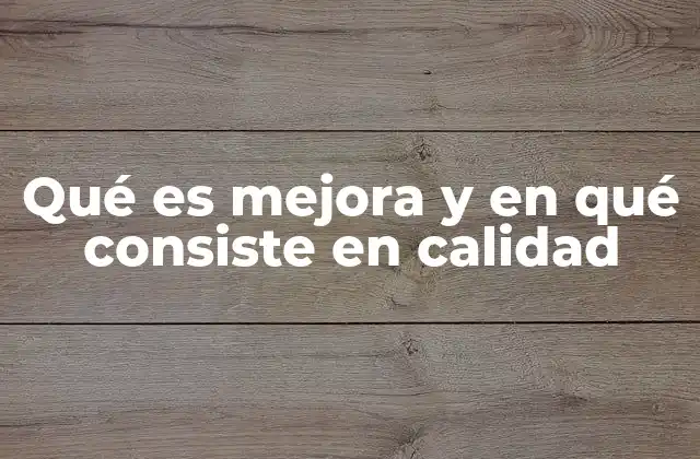 Qué es Mejora y en Qué Consiste en Calidad