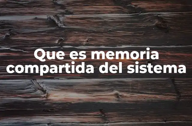Que es Memoria Compartida Del Sistema