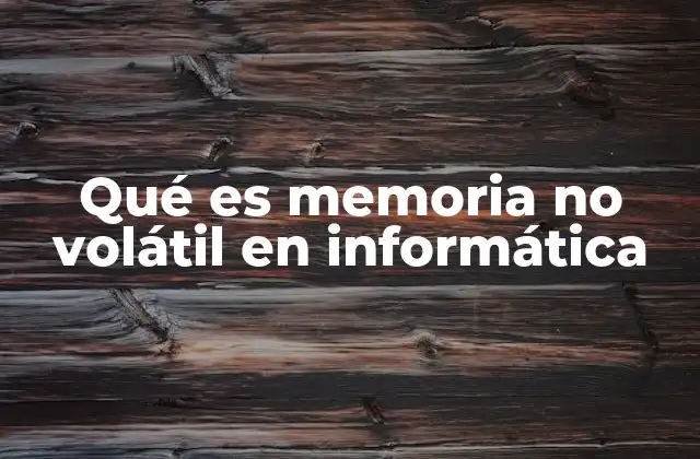 Qué es Memoria No Volátil en Informática