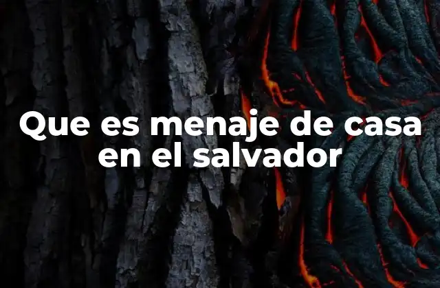 Que es Menaje de Casa en el Salvador