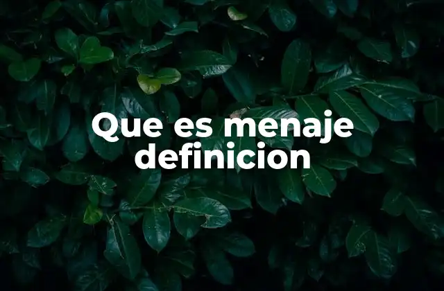 Que es Menaje Definicion