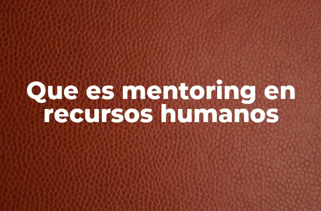 Que es Mentoring en Recursos Humanos