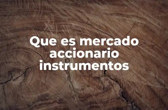 Que es Mercado Accionario Instrumentos
