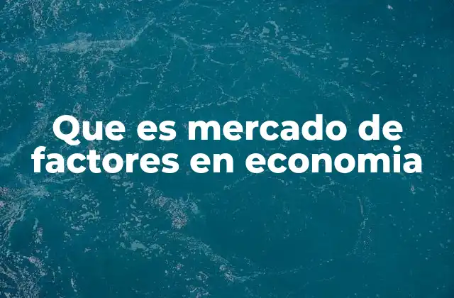 Que es Mercado de Factores en Economia