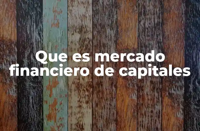 Que es Mercado Financiero de Capitales