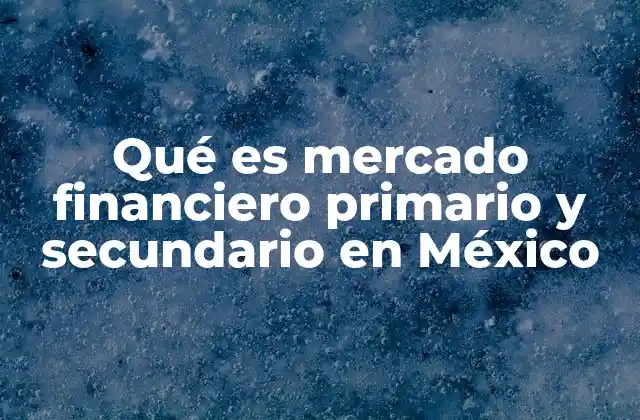 Qué es Mercado Financiero Primario y Secundario en México