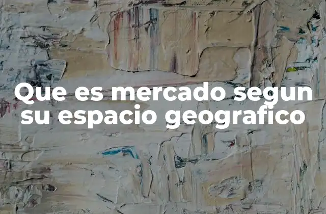 Que es Mercado Segun Su Espacio Geografico
