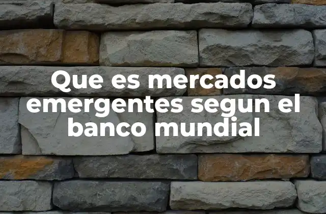 Que es Mercados Emergentes Segun el Banco Mundial