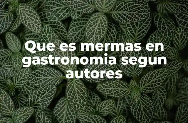 Que es Mermas en Gastronomia Segun Autores