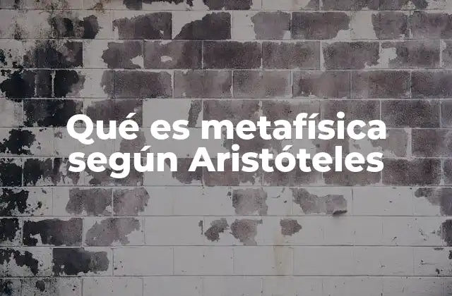 Qué es Metafísica según Aristóteles