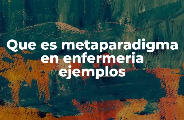 Que es Metaparadigma en Enfermeria Ejemplos