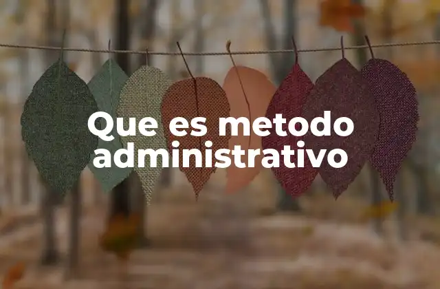 Que es Metodo Administrativo