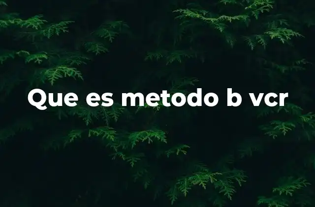 Que es Metodo B Vcr 2 El papel del método B-VCR en la calidad audiovisual