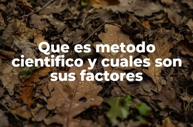 Que es Metodo Cientifico y Cuales Son Sus Factores