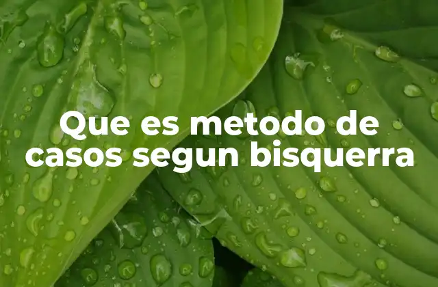 Que es Metodo de Casos Segun Bisquerra