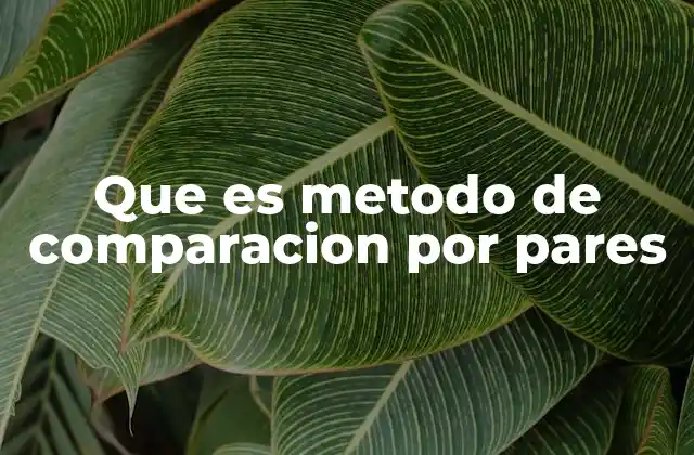 Que es Metodo de Comparacion por Pares