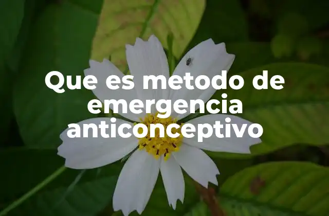 Que es Metodo de Emergencia Anticonceptivo