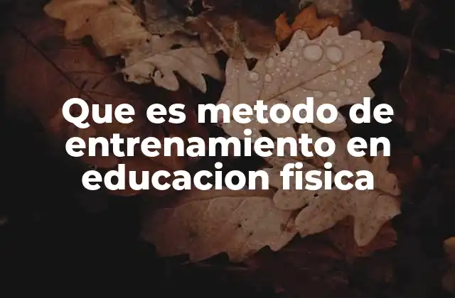 Que es Metodo de Entrenamiento en Educacion Fisica