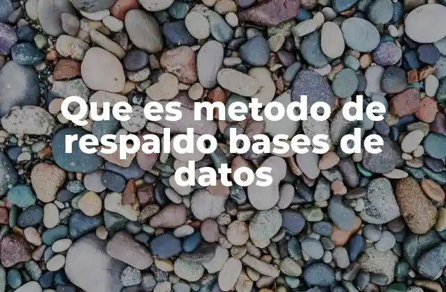 Que es Metodo de Respaldo Bases de Datos