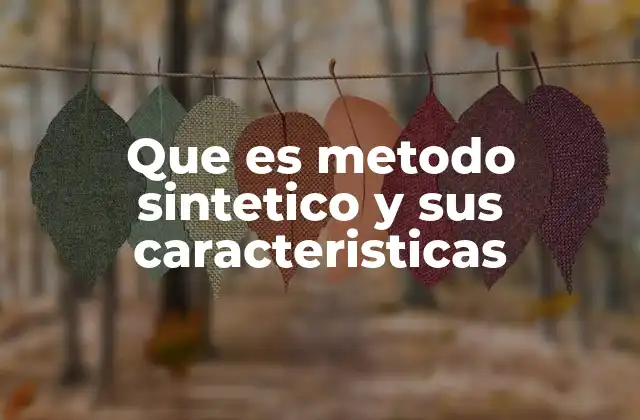 Que es Metodo Sintetico y Sus Caracteristicas