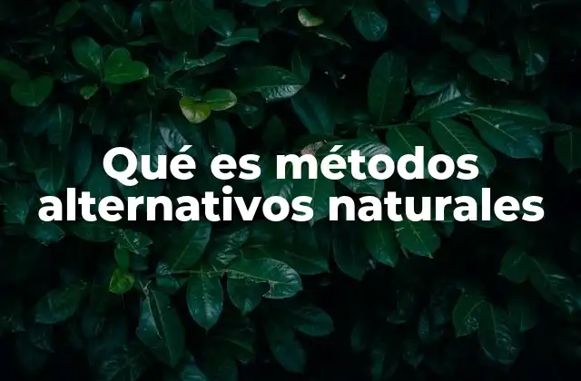 Qué es Métodos Alternativos Naturales