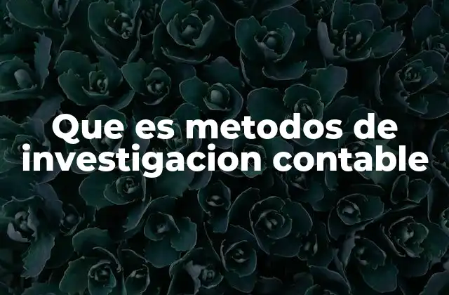 Que es Metodos de Investigacion Contable