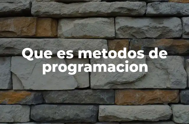 Que es Metodos de Programacion
