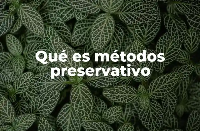 Qué es Métodos Preservativo