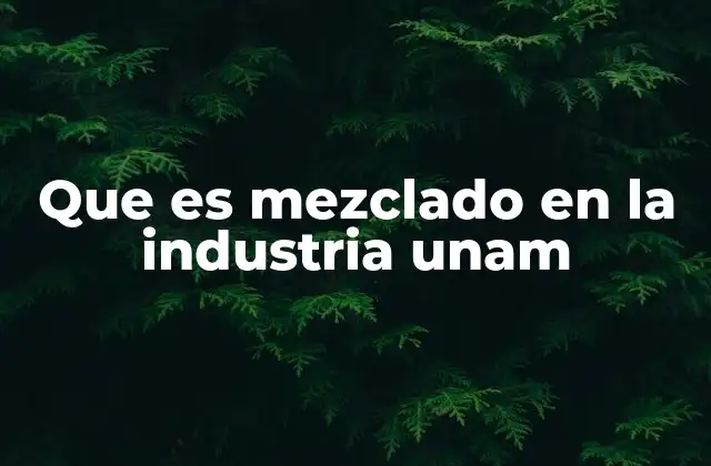 Que es Mezclado en la Industria Unam