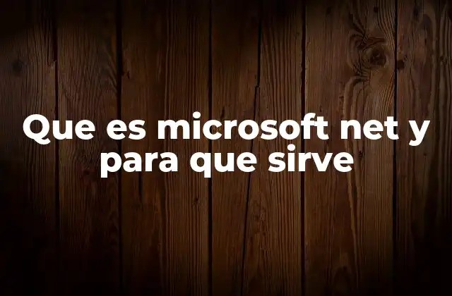 Que es Microsoft Net y para que Sirve