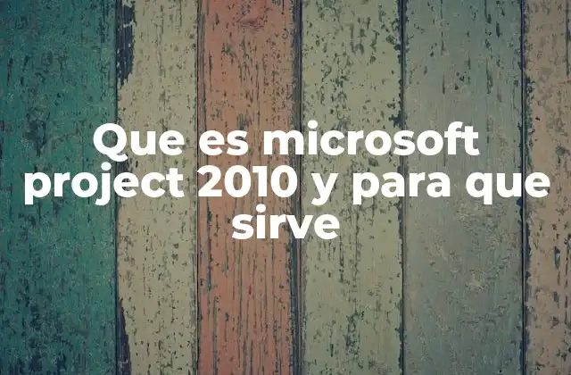 Que es Microsoft Project 2010 y para que Sirve
