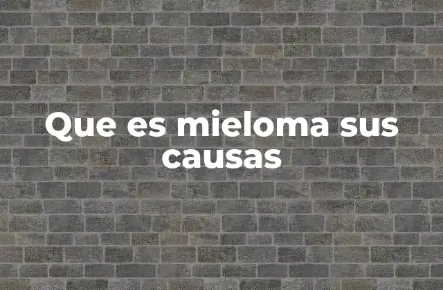 Que es Mieloma Sus Causas