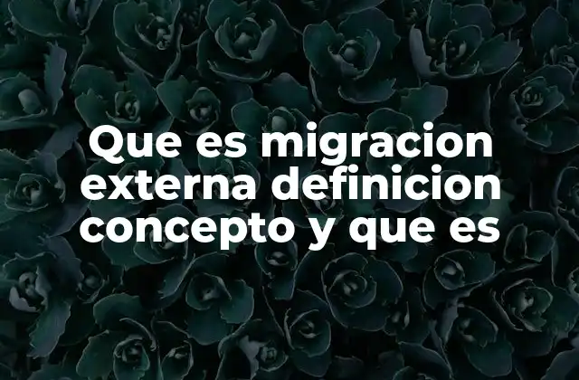 Que es Migracion Externa Definicion Concepto y que es