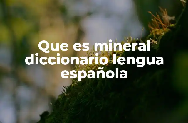 Que es Mineral Diccionario Lengua Española