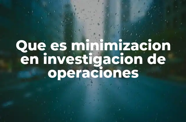 Que es Minimizacion en Investigacion de Operaciones