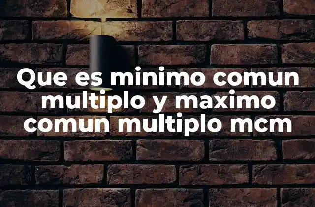 Que es Minimo Comun Multiplo y Maximo Comun Multiplo Mcm