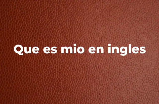 Que es Mio en Ingles